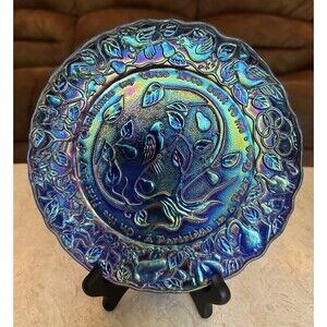 IMPERIAL CARNIVAL GLASS TWELVE DAYS OF CHRISTMAS PLATE PARTRIDGE IN A PEAR TREE